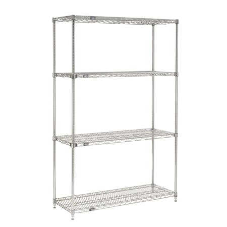 Nexel Quick Adjust Wire Shelving, Chrome, 48x14x54 14485AC